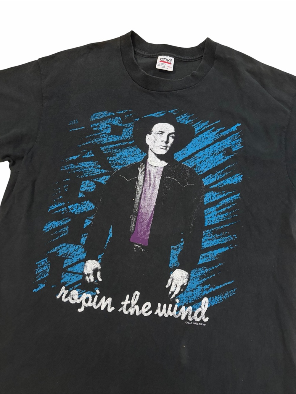 VTG Anvil Garth Brooks Ropin’ The Wind Tour Shirt Mens XL Country Music Black